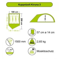 High Peak Kuppelzelt Kiruna 3 7 High Peak Kuppelzelt Kiruna 3 -Rabatte auf Outdoor-Survivalausrüstung hp103 063 2