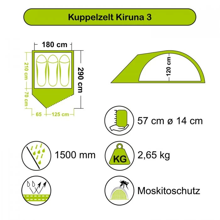 High Peak Kuppelzelt Kiruna 3 5 High Peak Kuppelzelt Kiruna 3 – Bild 3